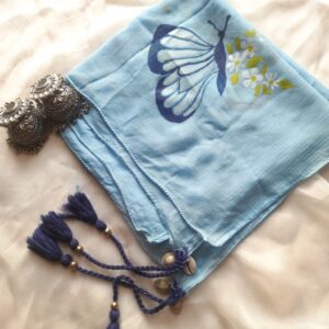 Blue Chiffon Scarf Hand Painted