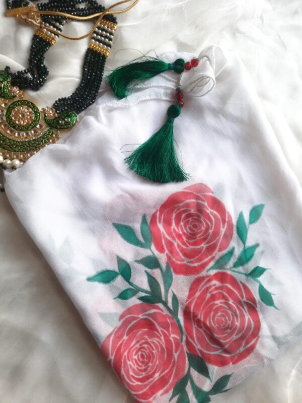 Chiffon Scarf with Red Roses