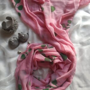 Peach Chiffon Scarf Hand Painted